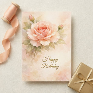 Cartão de Aniversário Floral Cristão Rosa Desmaiad