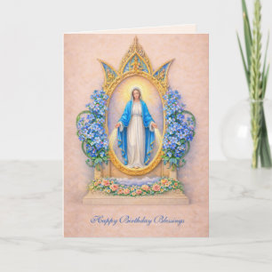 Cartão de Aniversário Floral da Virgem Maria Catól