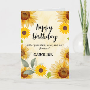 Cartão de Aniversário Floral de Girassol