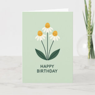 Cartão de Aniversário Floral de Hortelã Elegante