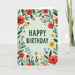 Cartão de Aniversário Floral de Primavera
