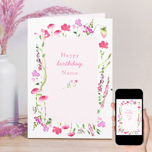 Cartão de Aniversário Floral Delicado Flor Silvest