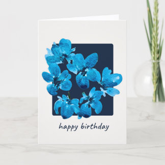 Cartão de Aniversário Floral em Aquarela Azul Capr