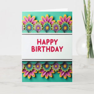 Cartão de Aniversário Floral Em Camadas