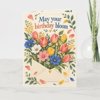 Cartão de Aniversário Floral Envelope Florido