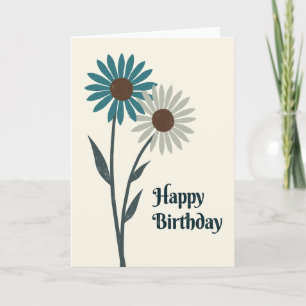 Cartão de Aniversário Floral Estilizado Elegante