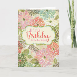 Cartão de Aniversário Floral Feliz Texturizado par
