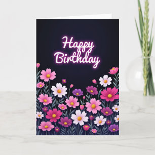 Cartão de Aniversário Floral Glow