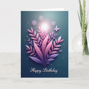 Cartão de Aniversário Floral Glow