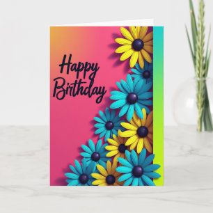 Cartão de Aniversário Floral Gradiente