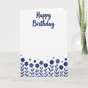 Cartão de Aniversário Floral Índigo