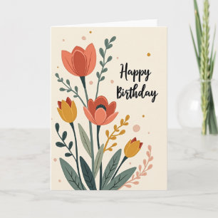 Cartão de Aniversário Floral Jardim Doce