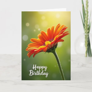 Cartão de Aniversário Floral Laranja