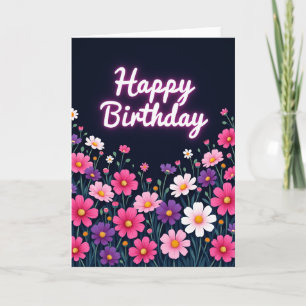 Cartão de Aniversário Floral Luminoso
