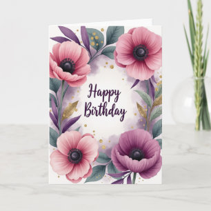 Cartão de Aniversário Floral Luxuoso