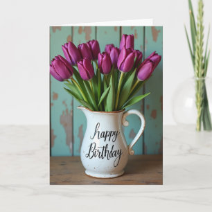 Cartão de Aniversário Floral Magenta