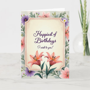 Cartão de Aniversário Floral Mais Quente