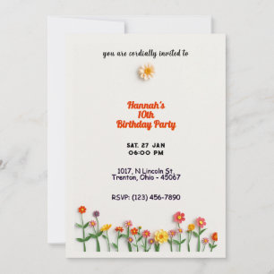 Cartão de Aniversário Floral Minimalista
