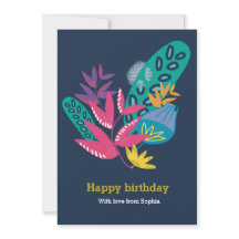 cartão de aniversário floral moderno e floral pers