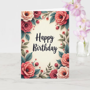 Cartão de Aniversário Floral para Ela