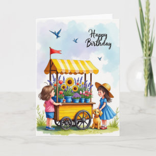 Cartão de Aniversário Floral para Jovens