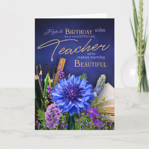 Cartão de aniversário floral para professor na sal