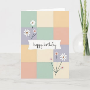 Cartão de Aniversário Floral Pastel Doce