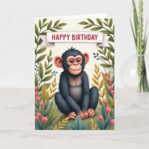 Cartão de Aniversário Floral Primata Doce