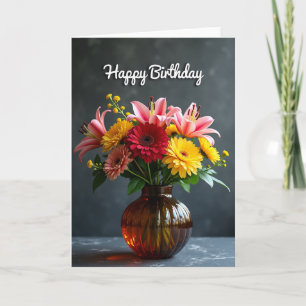Cartão de Aniversário Floral Primoroso