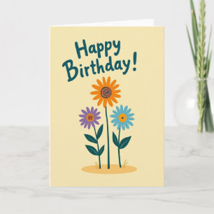 Cartão de Aniversário Floral Quente