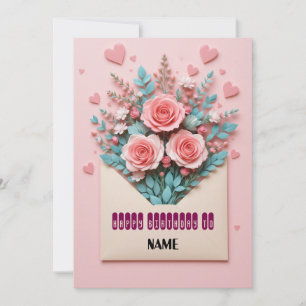 Cartão de Aniversário Floral Romântico