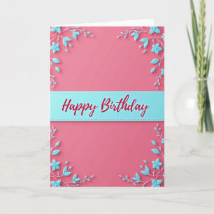 Cartão de Aniversário Floral Rosa Água