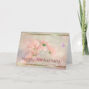 Cartão de Aniversário Floral Rosa Bege Rústico Ele