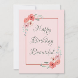 Cartão de Aniversário Floral Rosa e Branco