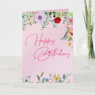 Cartão de Aniversário Floral Rosa para Ela