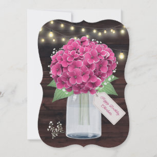Cartão de Aniversário Floral Rosa Rústico para Irm