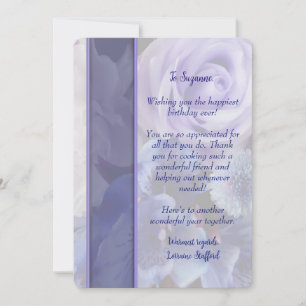 Cartão de Aniversário Floral Rosa Violeta Azul