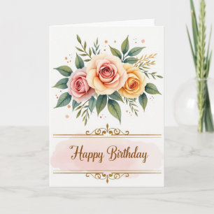 Cartão de Aniversário Floral Rosado