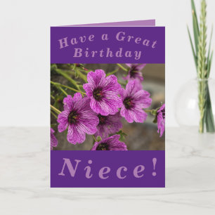 Cartão de Aniversário Floral Roxo para a sobrinha