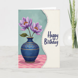 Cartão de Aniversário Floral Safira