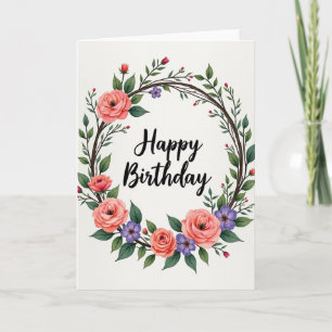 Cartão de Aniversário Floral Sereno