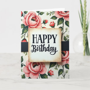 Cartão de Aniversário Floral Texturizado