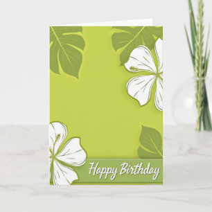 Cartão de Aniversário Floral Verde Lima Alegre