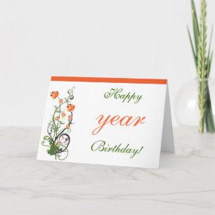 Cartão de Aniversário Floral/Vinha por Ano