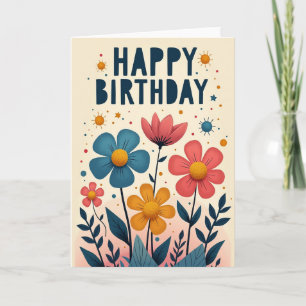 Cartão de Aniversário Flores Caprichosas