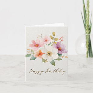 Cartão de Aniversário Flores Coloridas Elegantes