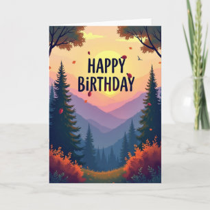 Cartão de Aniversário Floresta Alegre Brilhante
