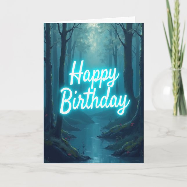 Cartão de Aniversário Floresta Radiante (Frente)