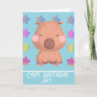 Cartão de Aniversário Fofo de Capivara Estrela