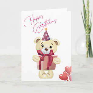 Cartão de aniversário fofo de ursinho de pelúcia c